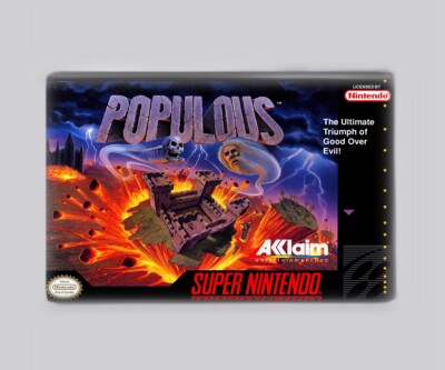 POPULOUS /  SNES - 2''x3'' FRIDGE MAGNET (super nintendo retro