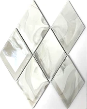 Diamond Spiral Galaxy 9.5x12x0.25 Iridescent Glass Tile Backsplash and Wall Deco