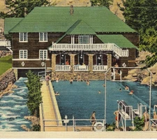 RADIUM HOT SPRINGS POOL B. C. CANADA 77338 KOOTENAY NTL PARK VINTAGE POSTCARD 