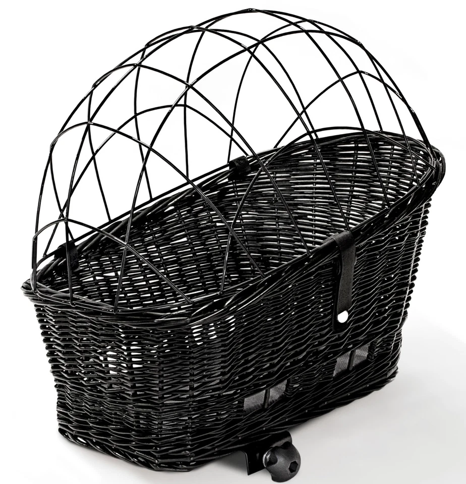 TIGANA Hundefahrradkorb aus Weide mit Gitter für Gepäckträger XL 56x36 cm (S-S)