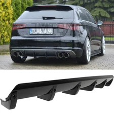For Audi A3 S3 A4 S4 A5 A6 A7 A8 Rear Diffuser 6 Fin Bumper Lip Splitter Spoiler