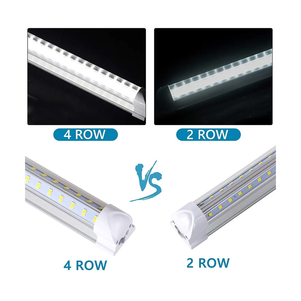 (pacote com 10) luminária LED de 8 pés para loja, 120W 19000LM 6000K, branco frio, formato V... - Imagem 2 de 4