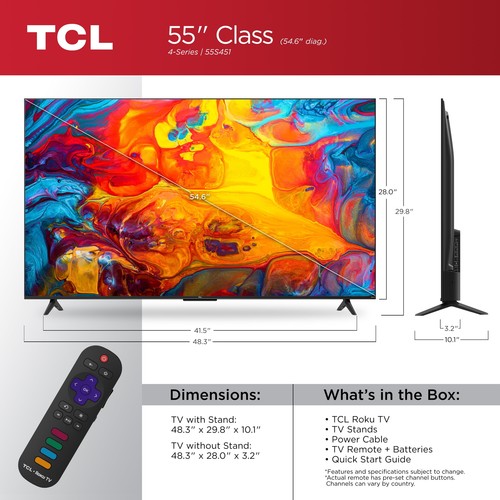 55” Class S4 (55S451) 4K UHD HDR Smart TV with Roku TV - Picture 5 of 12