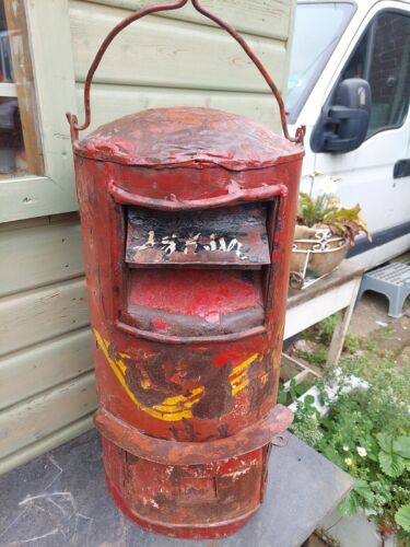 vintage India Post Indian Post box letter box Iron. Large - Afbeelding 1 van 13