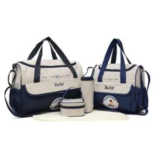 5pc Diaper Bag Set with Changing Shoulder Bottle Food Bag Holder