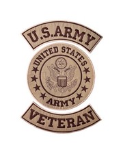 U.S. Army Embroidered Iron on / Sew on Brown on Beige Patch Set
