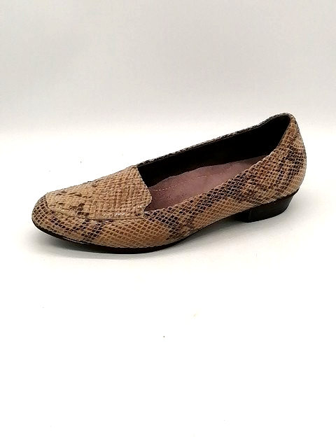 Clarks Womens Brown Leather Loafers Size 8 Snake Print Walking Shoes 26064133-image
