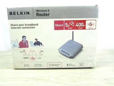 Belkin F5D7230-4 54 Mbps 4-Port 10/100 Wireless G Router Tested & Ready