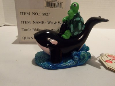 TURTLE RIDING WHALE RESIN FIGURINE (WET & WILD) FISH TANKS- VINTAGE- VERY RARE