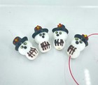 4 Handmade Lampwork Glass Spooky Snowmen Halloween Beads 23x14mm — photo 2