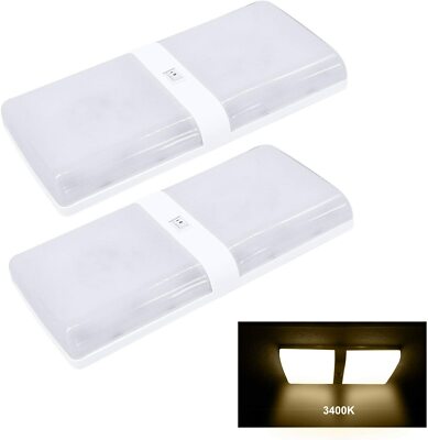 Facon 2Pcs Double Dome Light 12V DC LED RV Caravans Interior Light w/Switch