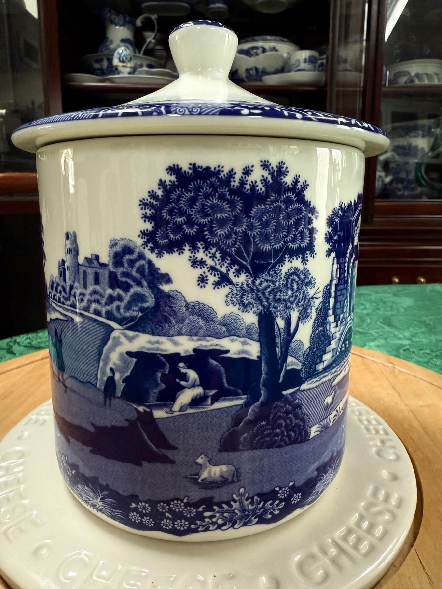 Spode Blue And White Tea Coffee Sugar Canisters SPODE BLUE ITALIAN