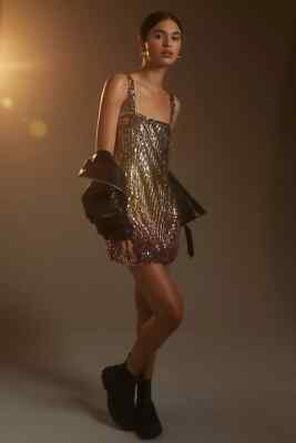 by anthropologie square neck sequin mini shift dress NWT ANTHROPOLOGIE LET ME BE SEQUINED SHIFT MINI DRESS- SIZE MEDIUM