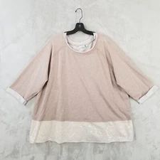 Logo Lounge Lori Goldstein 3X Embroidered Jersey Tunic Comfort Athleisure