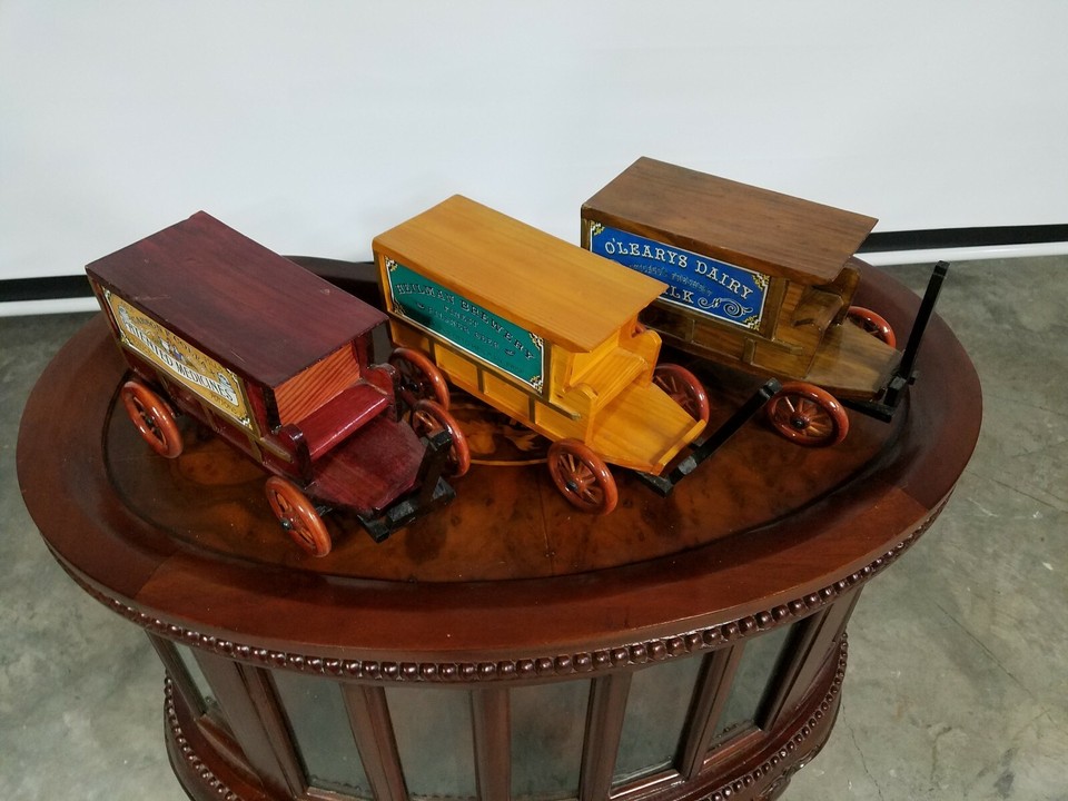 Vintage Wagon Advertising Wood Toys Old Lot 3 Carriages Antique Toys ...