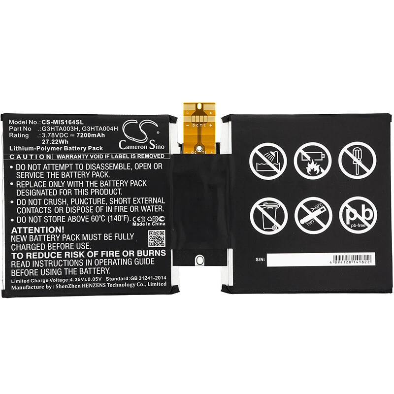 7200mAh Battery for Microsoft MSK-1645,Surface 3 10.8",Surface 3 1645 G3HTA004H - Image 3 of 4