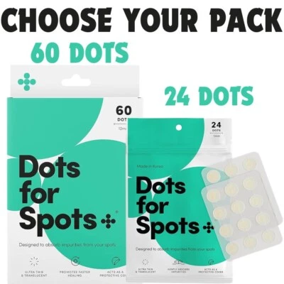 Dots for Spots Pimple Patches Pack oF 24-60 Translucent Hydrocolloid Fast-Acting