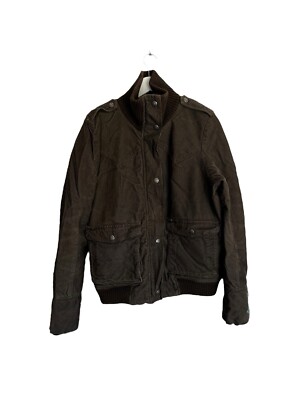 Vintage Y2K 00s Roxy grün Cord Jacke hochgeschlossen Gr L 12 14