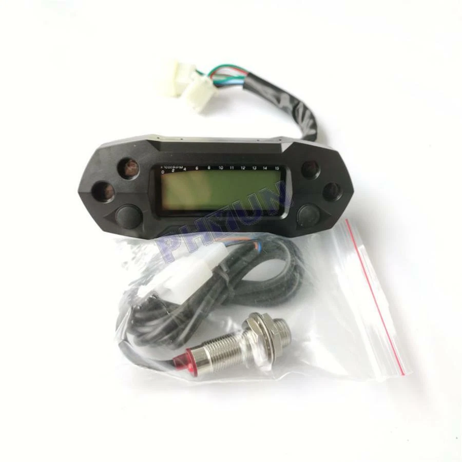 Velocímetro digital LCD para moto scooter 12V odémetro tacómetro con sensor Foto 3 de 4