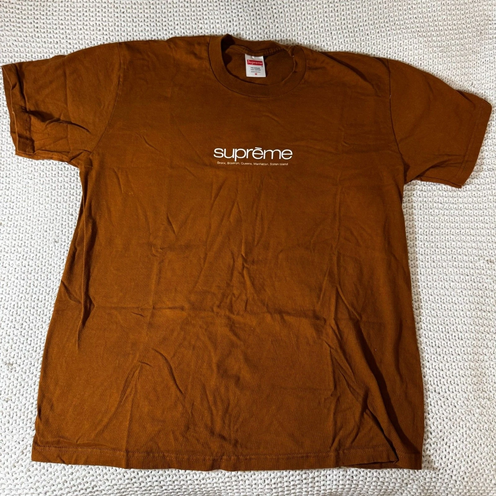 Tshirt marron avec logo Supreme SS21 Five Boroughs taille M