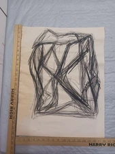 Vintage Original Charcoal Abstract 23 X 18 Not Signed