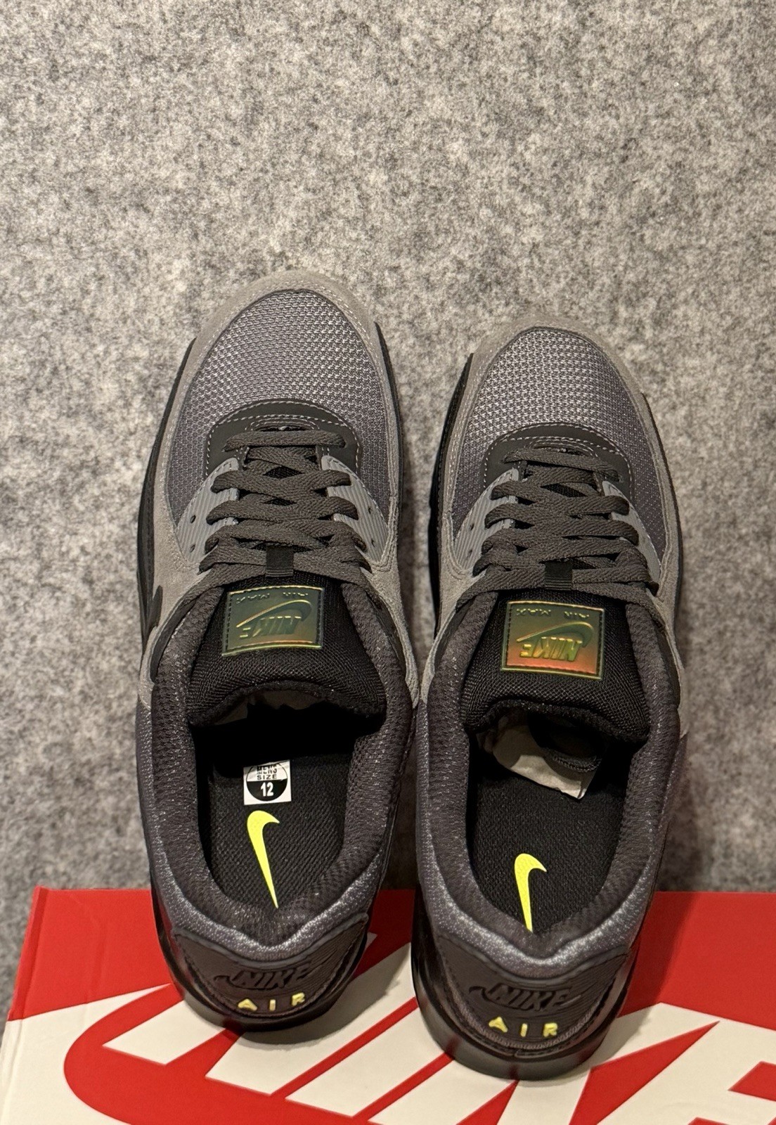 New NIKE Air Max 90 Classic Retro Men's Athletic Sneakers gray black Size 12 thumbnail 5