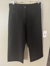 Quince Womens Ultra Stretch Ponte Wide Leg Black Front Pocket Crop Pant 14