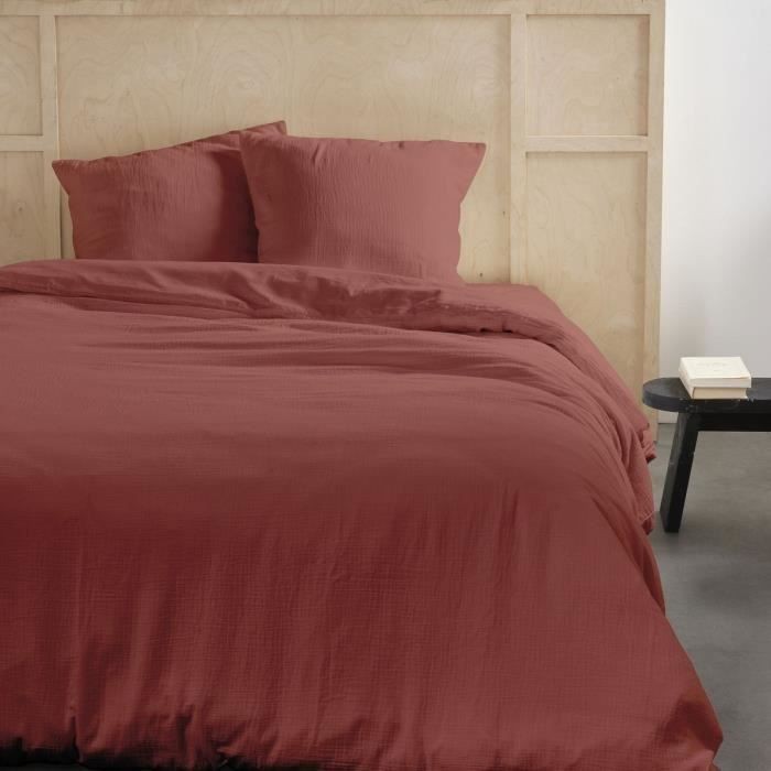 Parure de lit 2 personnes Today 260x240 housse de couette en gaze de coton unie