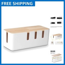 Elegant 12x5 Wooden Cable Management Box - Tidy Wire Organizer for Desk