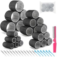 43PCS Self Grip Hair Rollers Set for Long Thick Hair   4 Extra Large Black