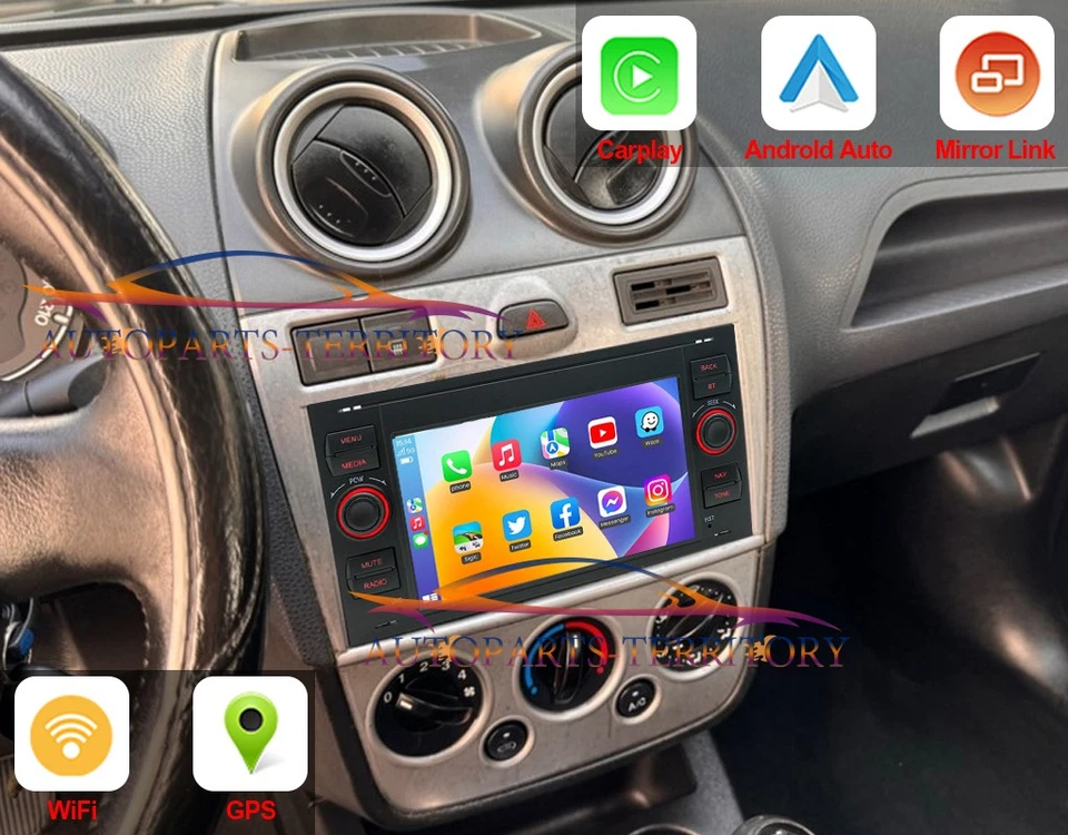 PARA FORD FIESTA 2005-2007 4+64GB ANDROID 13 CARPLAY COCHE ESTÉREO RADIO GPS NAVEGACIÓN FM Foto 3 de 4
