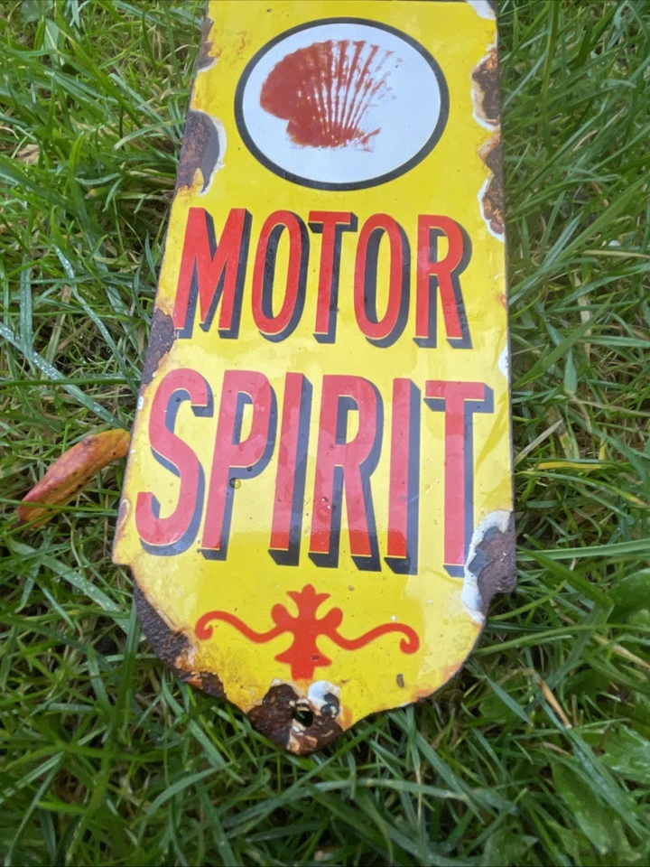 SHELL MOTOR SPIRIT ENAMEL SHOP FINGER PLATE COLLECTABLE ENAMEL SIGN ADVERTISING - Image 2 of 4