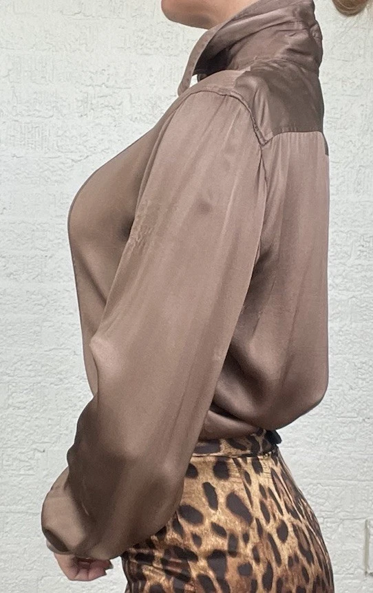 Blusa Just Cavalli Seda Marrón Desnudo Claro Talla M Foto 3 de 4