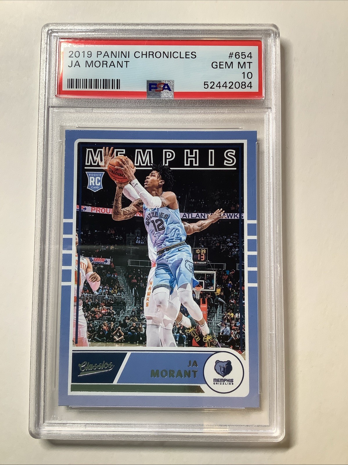 JA MORANT 2019-20 CHRONICLES CLASSICS RC #654 PSA 10 GEM MINT GRIZZLIES