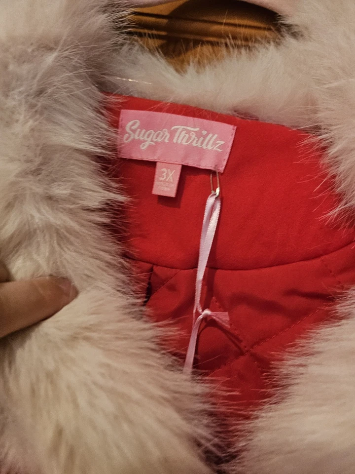 Sugar Thrillz Santa Baby gabardina de piel sintética con cinturón mujer talla grande 3x rojo nuevo Foto 2 de 4
