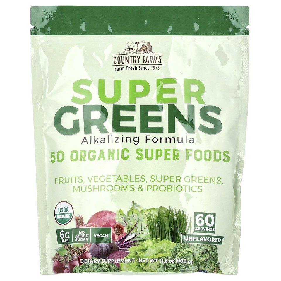Super Greens, Alkalizing Formula, Unflavored, 31.8 oz (900 g)