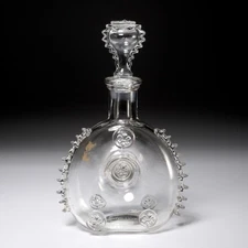Antique Remy Martin Glass Bottle Decanter Baccarat Fleur de Lis Empty Vintage