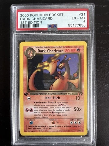 2000 Pokemon Team Rocket Dark Charizard 1st Edition #21 PSA 6 Non-Holo