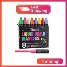 Timart Window Markers, Jumbo Liquid Chalk Markers for Rock Painting, Poster, Bla