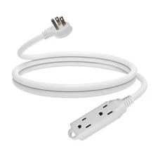 Low Profile 6 Ft Flat Plug Extension Cord - 16 AWG 3 Prong Grounded Cable with 3