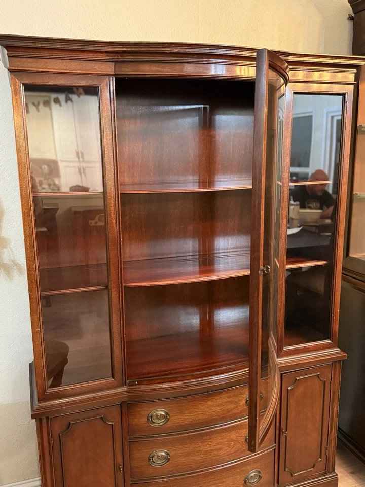 Gabinete China Frontal Arco Caoba Años 40 Hutch Federal Hepplewhite Estilo Vintage Foto 4 de 4