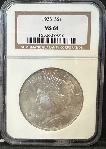1923 Philadelphia Peace Silver Dollar $1 NGC MS64