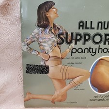 Vintage All Nude Support Panty hose W/ Model Size B 130-160 Lbs Off White