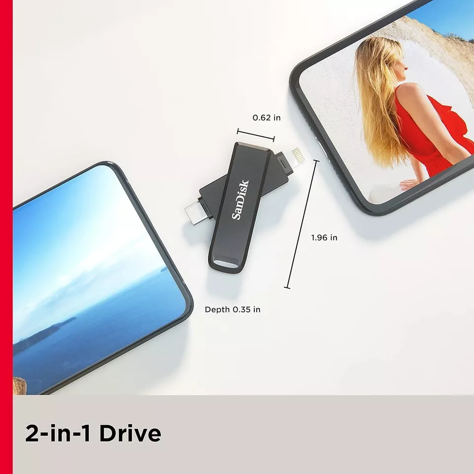 SanDisk iXpand Flash Drive Luxe 128GB with Lightning & USB C Ipad Iphone Android - Image 3 of 4
