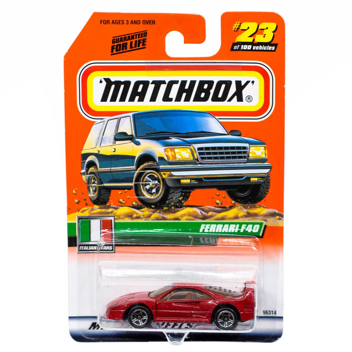 Matchbox #23 Ferrari F40 Red Italian Stars Series 2000 New On Card
