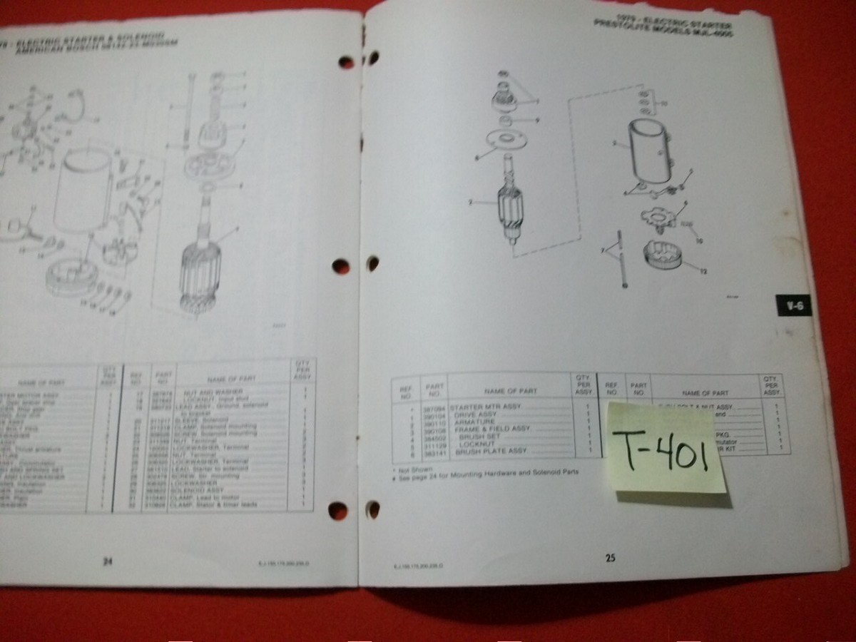 book ORIGINAL 1979 EVINRUDE OUTBOARD PARTS CATALOG V-6 MODELS 150 175