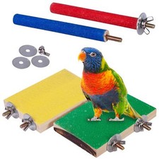 4 PCS Bird Perch Stand Toy Wood Parrot Perch Stand Platform Paw Grinding Stic...