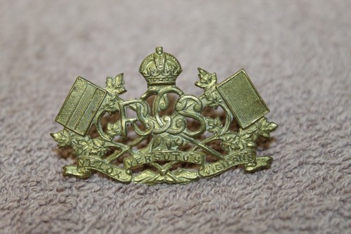 Distintivo collare metallo originale WW2 Royal Canadian (Army) Corps of Signals con punte