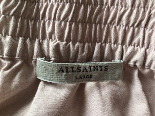 All Saints Livia Emb Off The Shoulder Bardot Dress Champagne Pink & Pockets UK L - Picture 10 of 12
