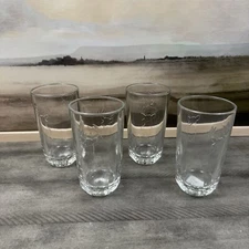 Pottery La Rochere Stag Highball Glasses Set/4 Deer Christmas Clear 5.5” h NWOB